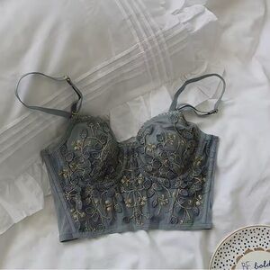 Embroidered Gray Bralette